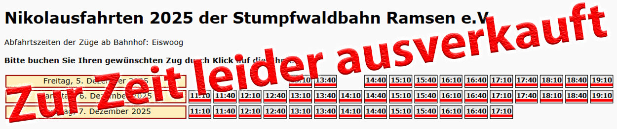 Die Nikolausfahrten 2025 sind aktuell ausverkauft