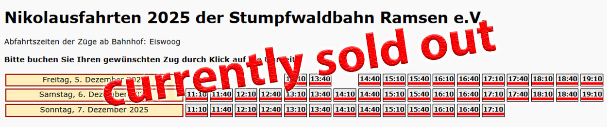 Die Nikolausfahrten 2025 sind aktuell ausverkauft